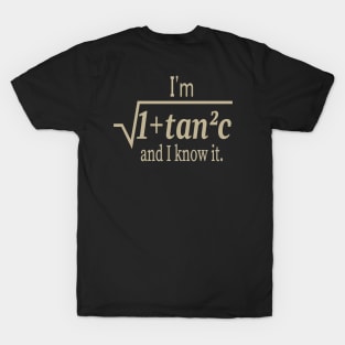 I'm Sqrt[1 + tan2 (c)] And I Know It Funny Math T-Shirt